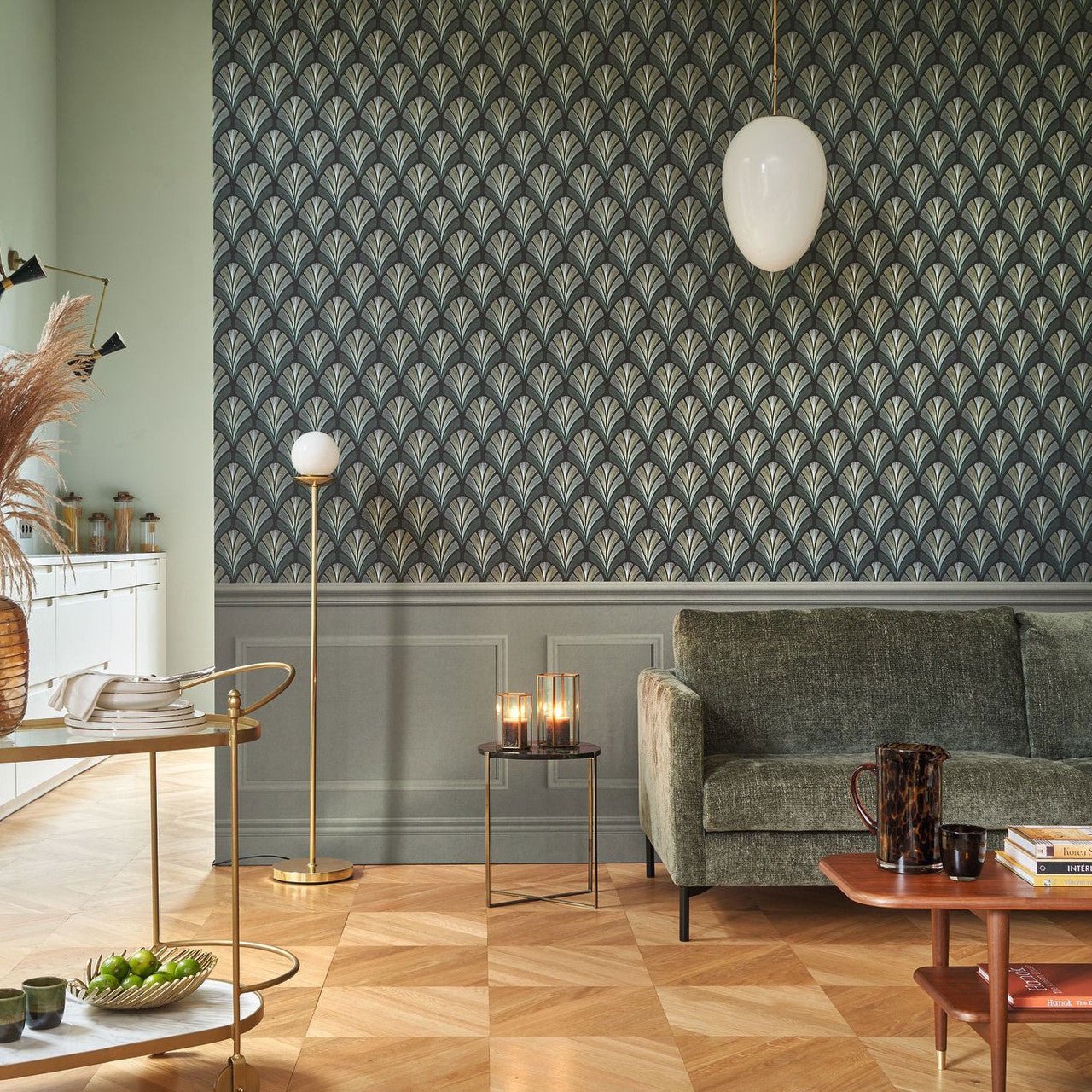 Folies St James Annees Folles Wallpaper - Vert Taiga - Casadeco - 201057645 - Premier Wallcovering