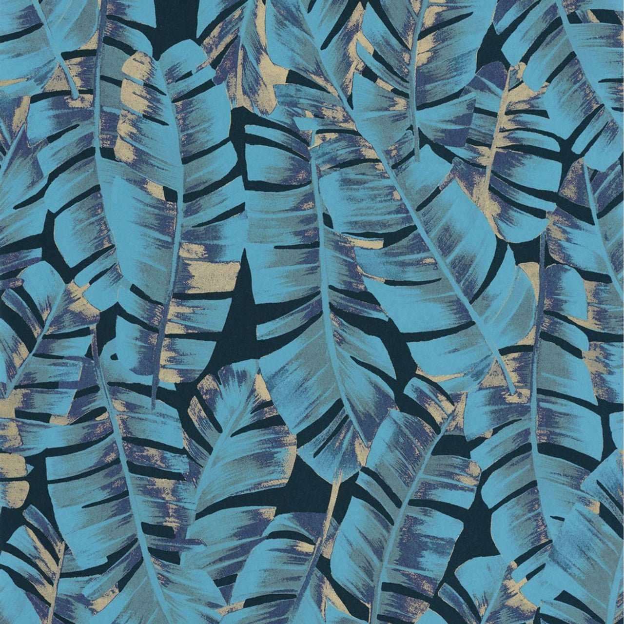 Folium Botanica Wallpaper - Bleu Turquoise - Casadeco - 85946192 - Premier Wallcovering