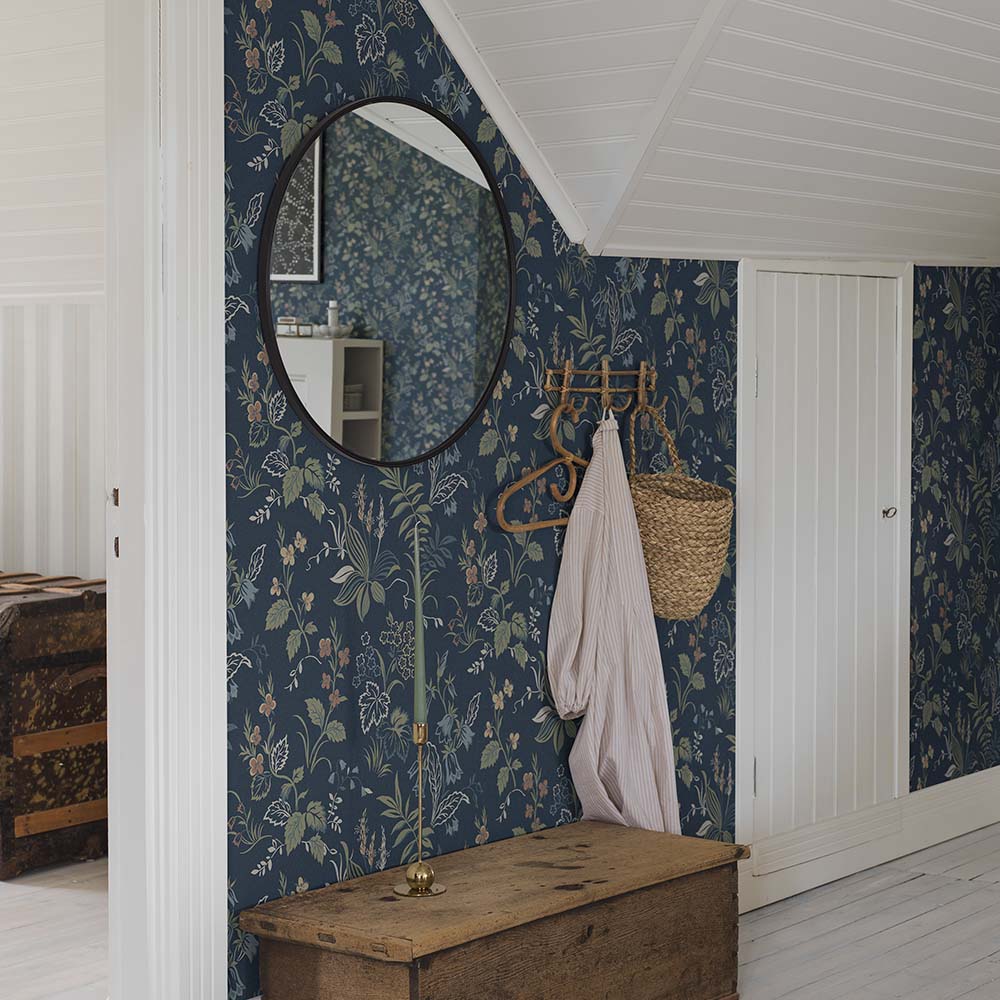 Folklore Wallpaper - Midnight Blue - Boråstapeter - 3262 - Premier Wallcovering