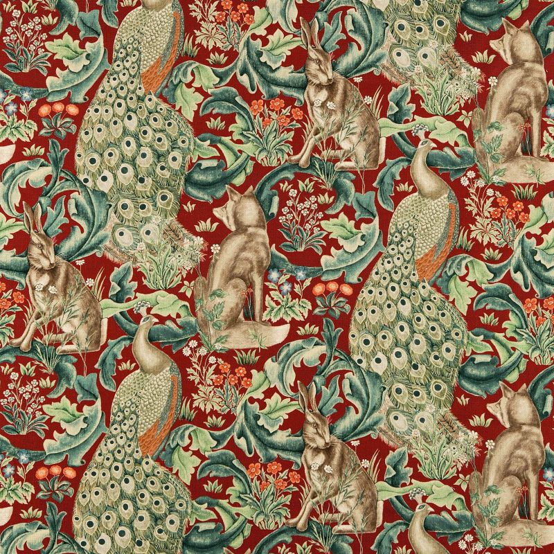Forest Fabric - Red - Morris & Co - 222533 - Premier Wallcovering