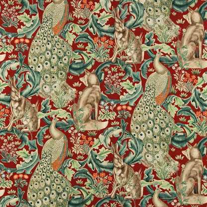 Forest Fabric - Red - Morris & Co - 222533 - Premier Wallcovering