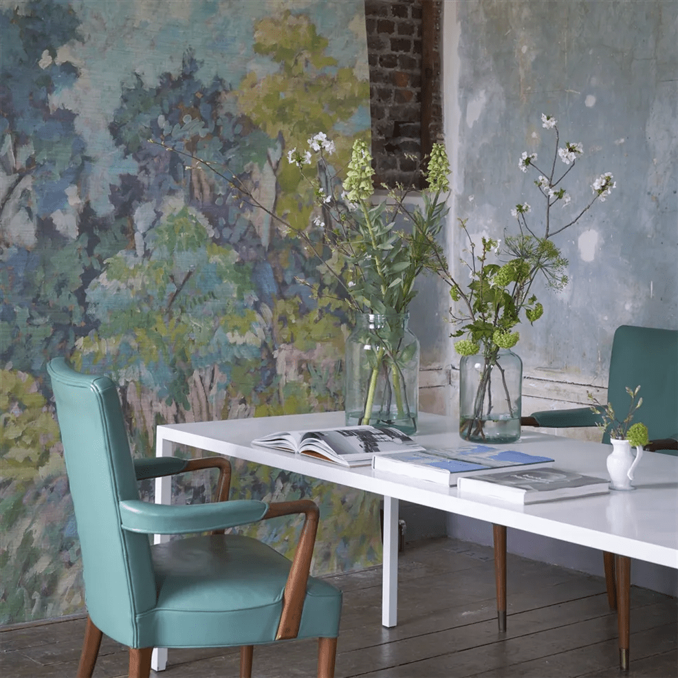 Foret Impressionniste Grasscloth Wallpaper - Celadon - PDG1183/01 - Designers Guild