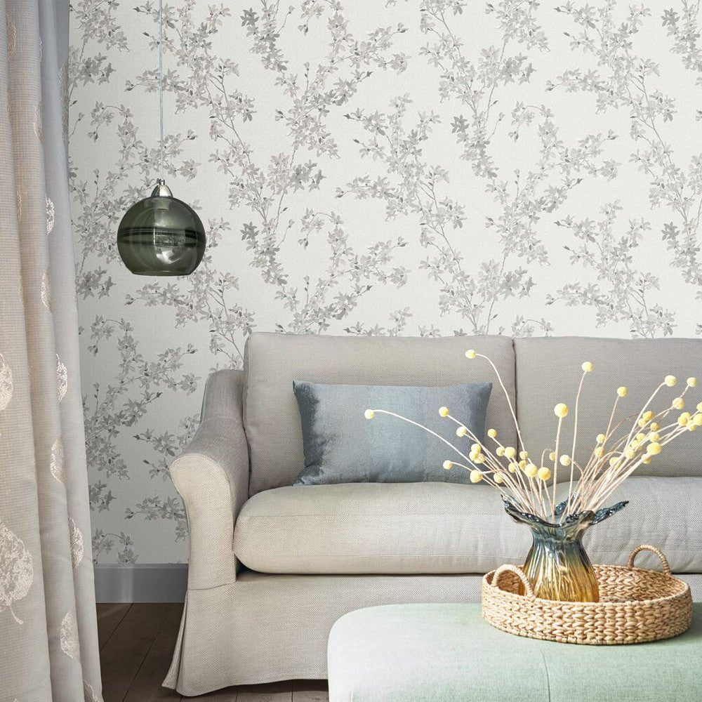 Forsythia Wallpaper - Steel - Laura Ashley - 113349 - Premier Wallcovering