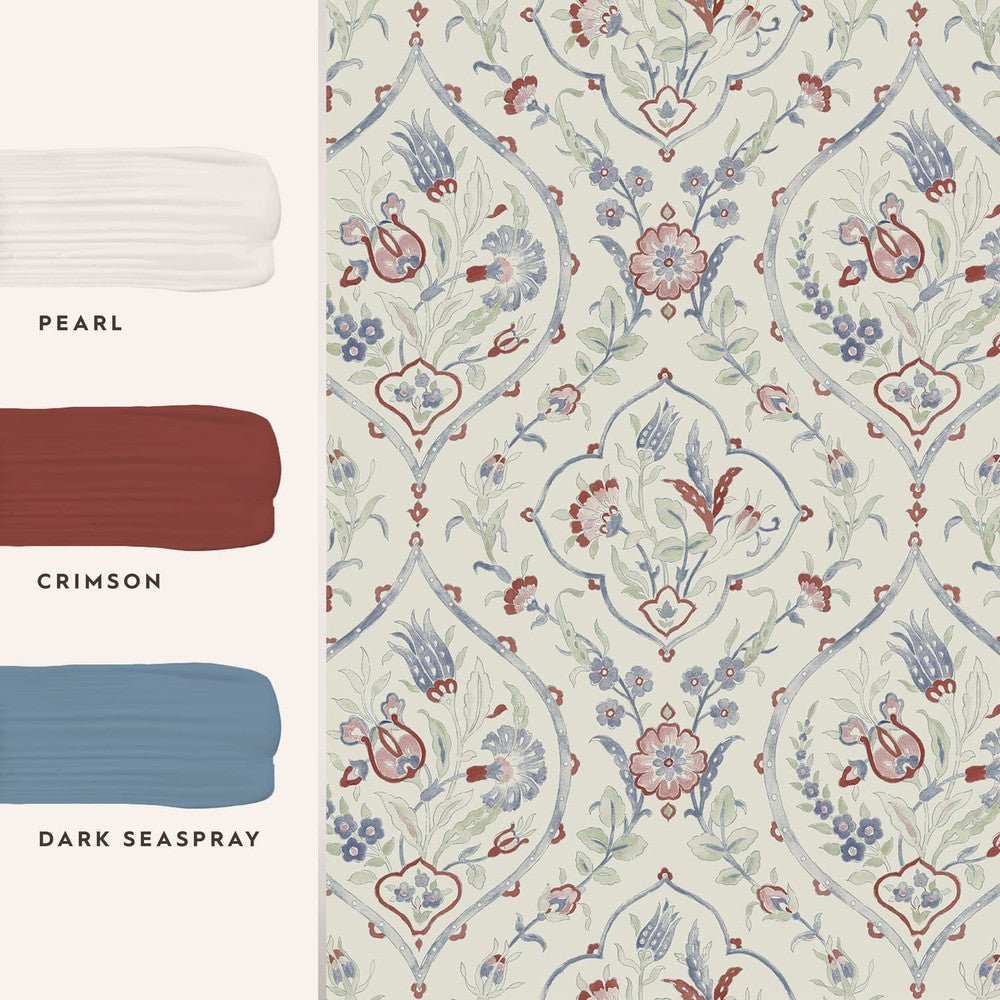 Foscot Damask Wallpaper - Crimson Red - Laura Ashley - 121069 - Premier Wallcovering