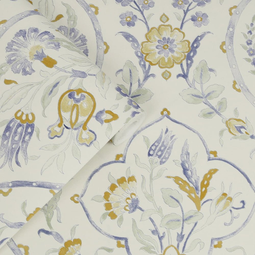 Foscot Damask Wallpaper - Pale Ochre Yellow - Laura Ashley - 121070 - Premier Wallcovering