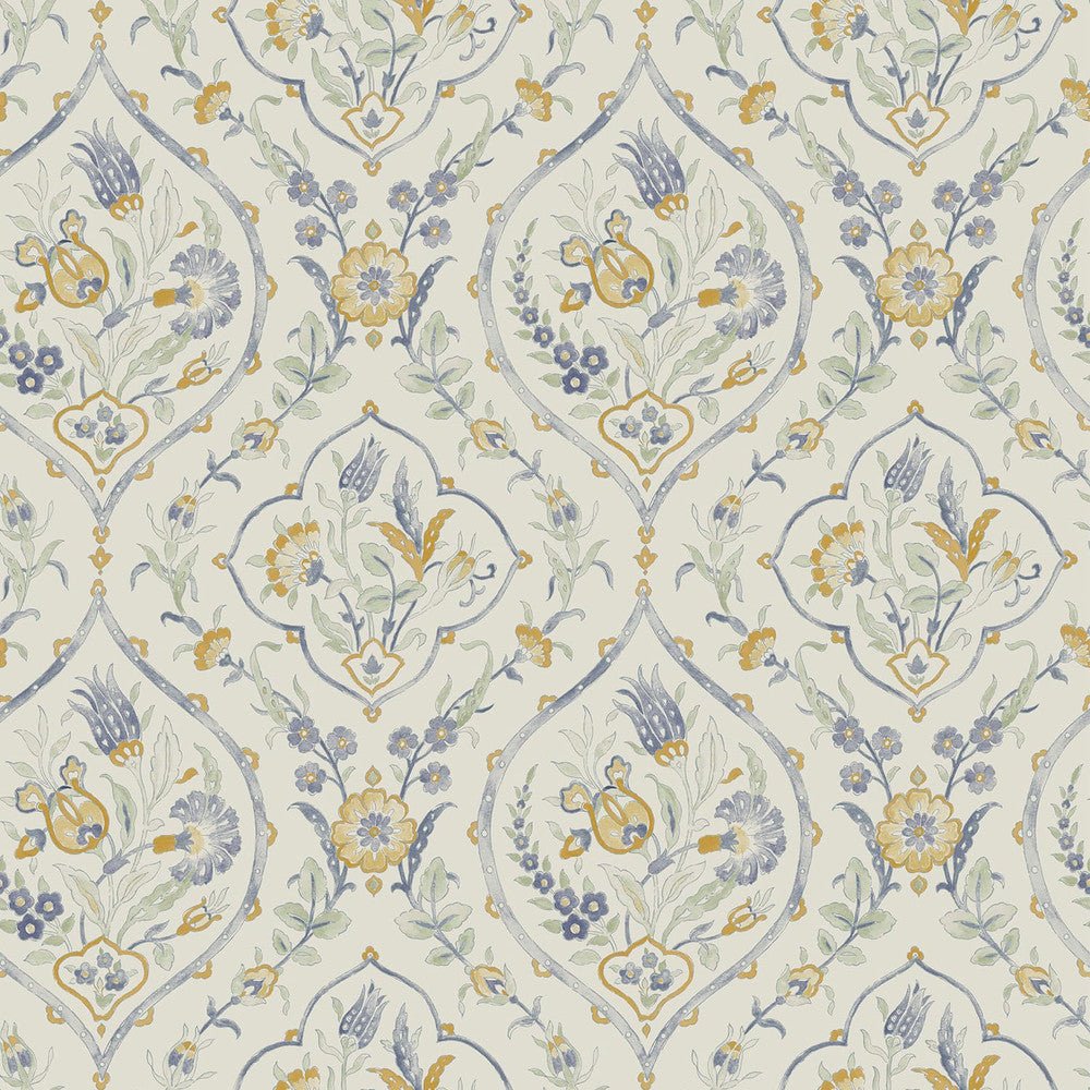Foscot Damask Wallpaper - Pale Ochre Yellow - Laura Ashley - 121070 - Premier Wallcovering