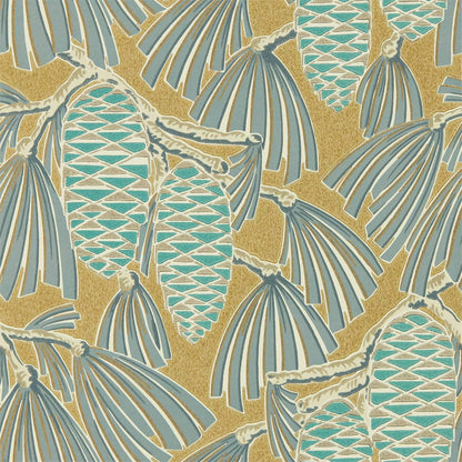 Foxley Wallpaper - Kingfisher/Gold - Harlequin - HSAW112127