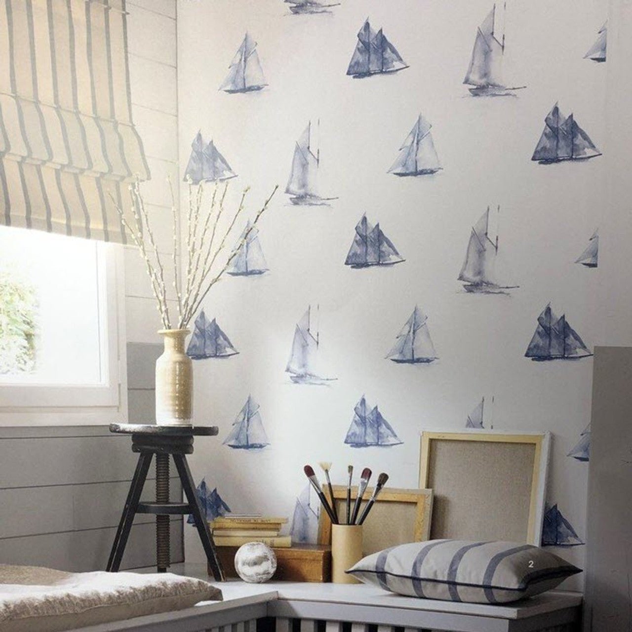 Fregate Rivage Wallpaper - Gris - Casadeco - 84019219 - Premier Wallcovering