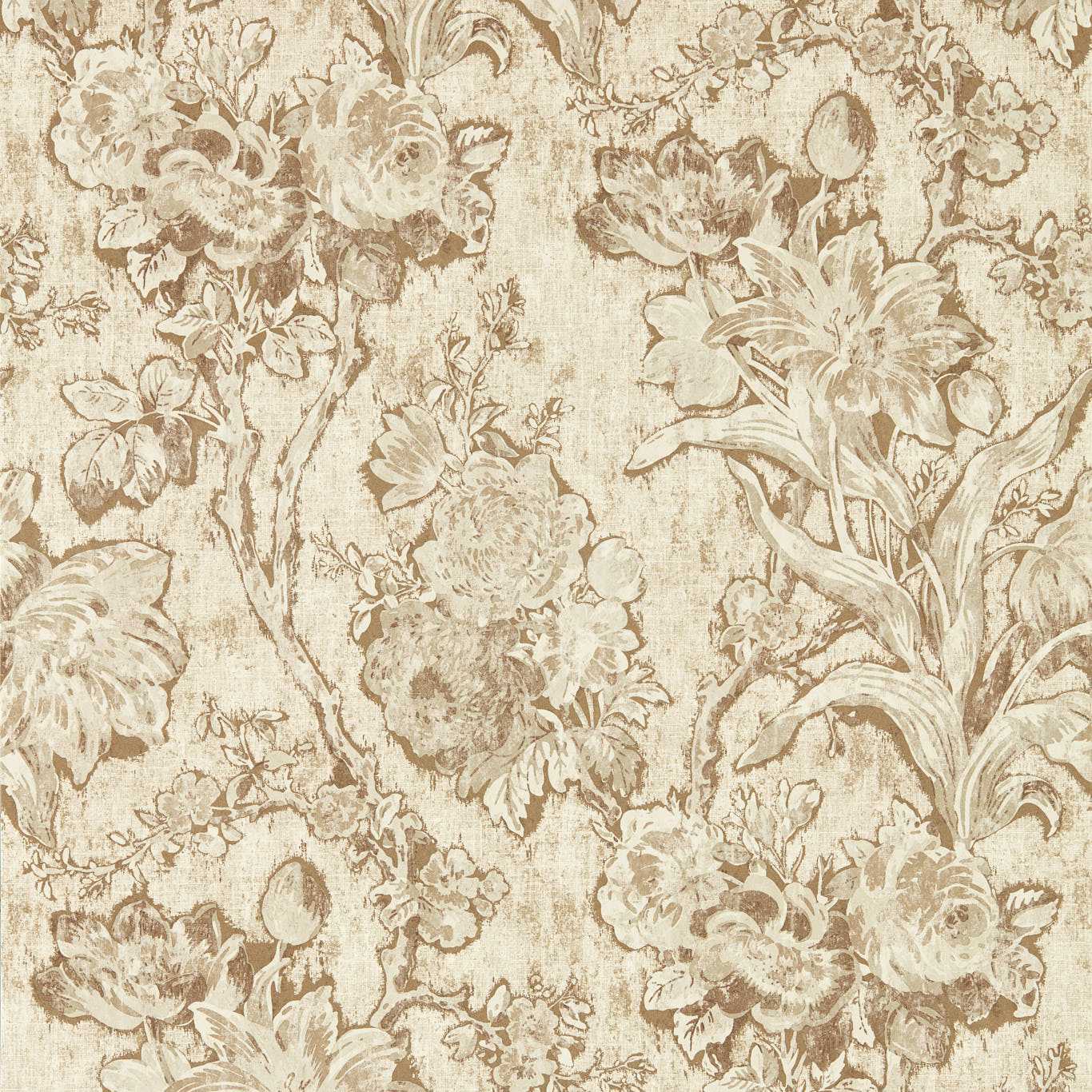 Fringed Tulip Toile Wallpaper - Jute - DGDW217325 - Sanderson