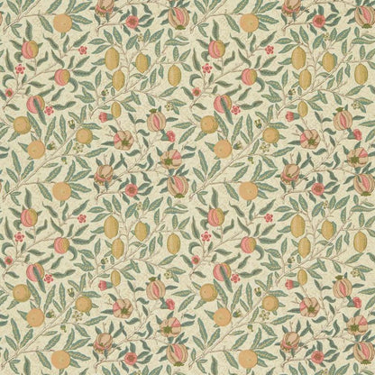 Fruit Fabric - Cream/Teal - Morris & Co - DMC1FU205 - Premier Wallcovering