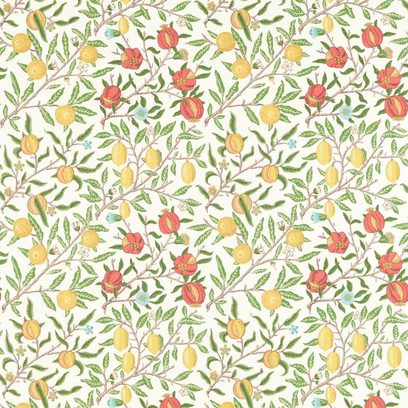 Fruit Fabric - Leaf Green/Madder - Morris & Co - 226907 - Premier Wallcovering