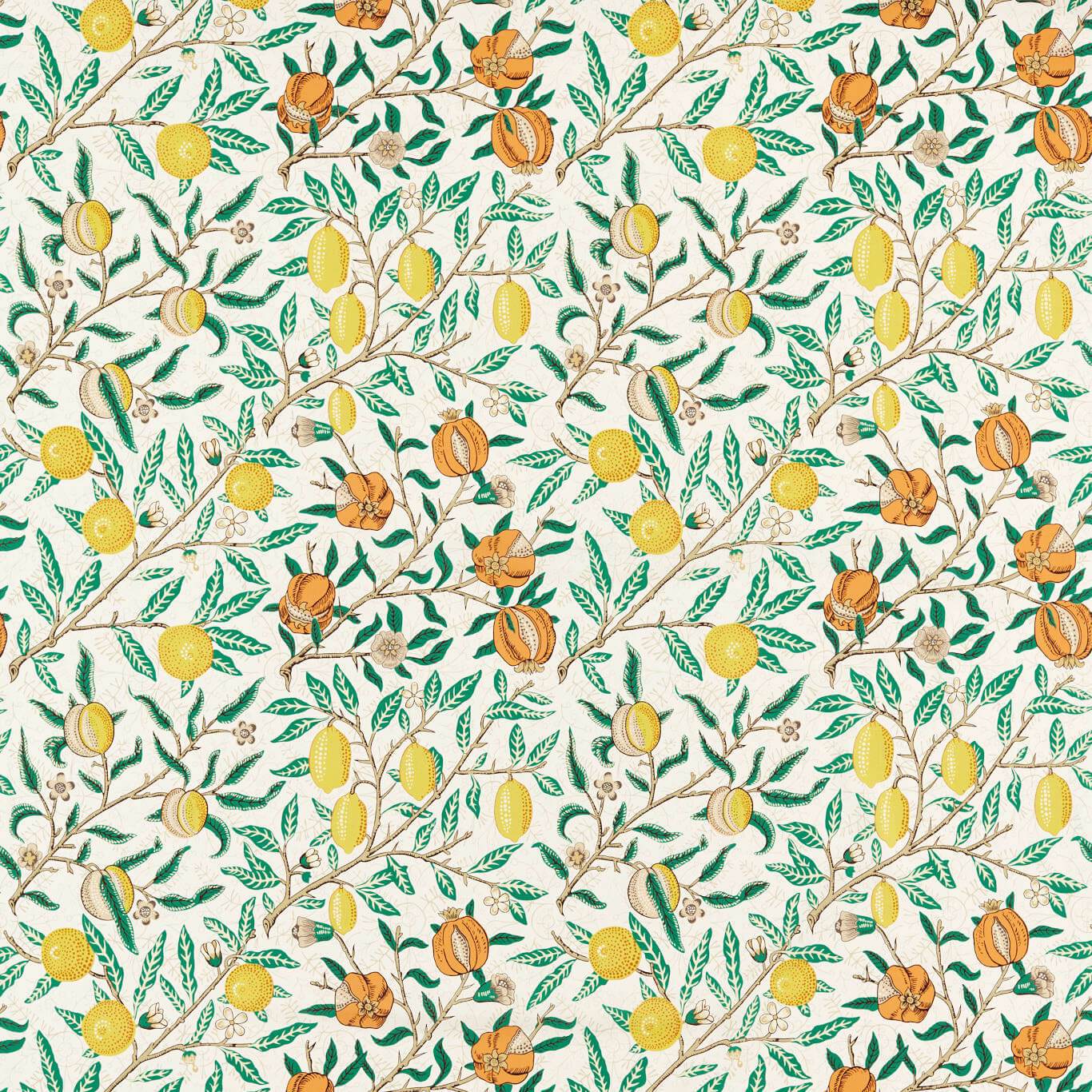 Fruit Fabric - Sap Green/Tangerine - Morris & Co - 227205 - Premier Wallcovering