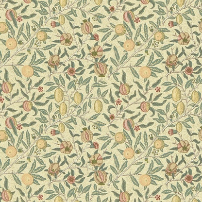 Fruit Minor Fabric - Ivory/Teal - Morris & Co - DCMF226704 - Premier Wallcovering