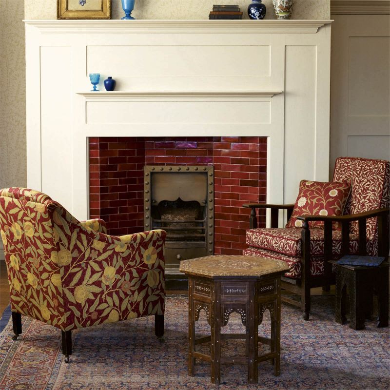 Fruit Weave Fabric - Blue/Thyme - Morris & Co - 230284 - Premier Wallcovering