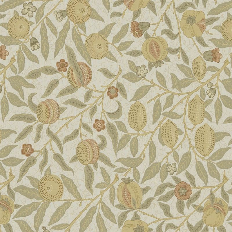 Fruit Weave Fabric - Parchment/Bayleaf - Morris & Co - 230285 - Premier Wallcovering