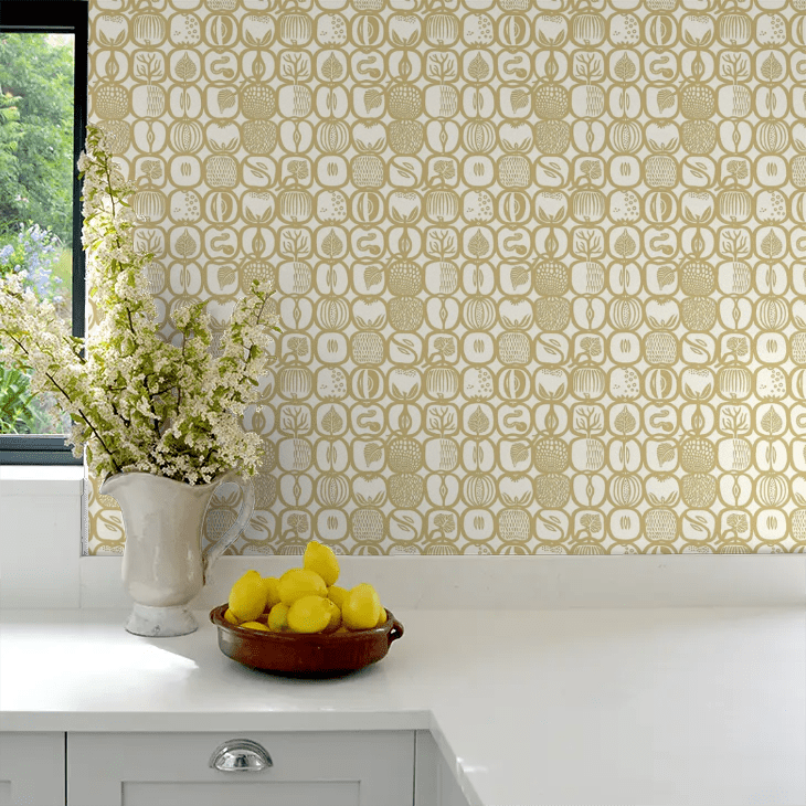 Fruktlada Wallpaper - Old Gold - Boråstapeter - 1972 - Premier Wallcovering