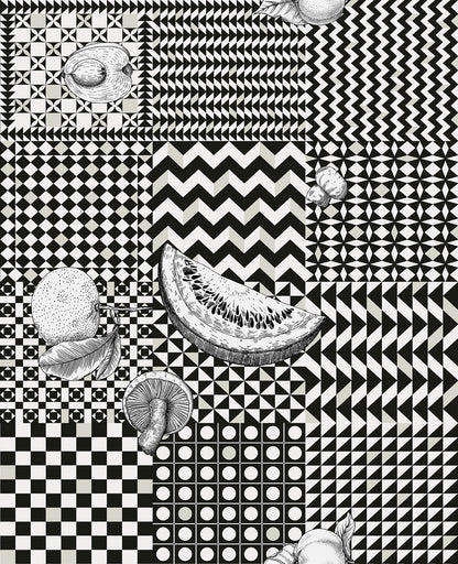 Frutta e Geometrico Wallpaper - Black & White - 123/6030 - Cole & Son - Premier Wallcovering