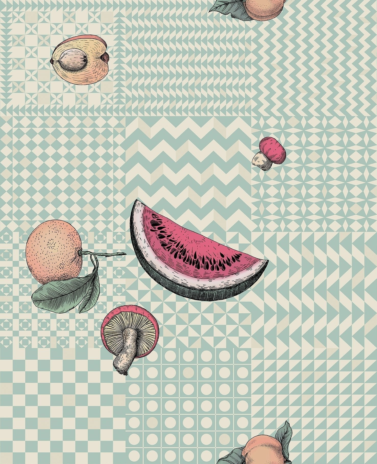 Frutta e Geometrico Wallpaper - Pastel - 123/6029 - Cole & Son - Premier Wallcovering