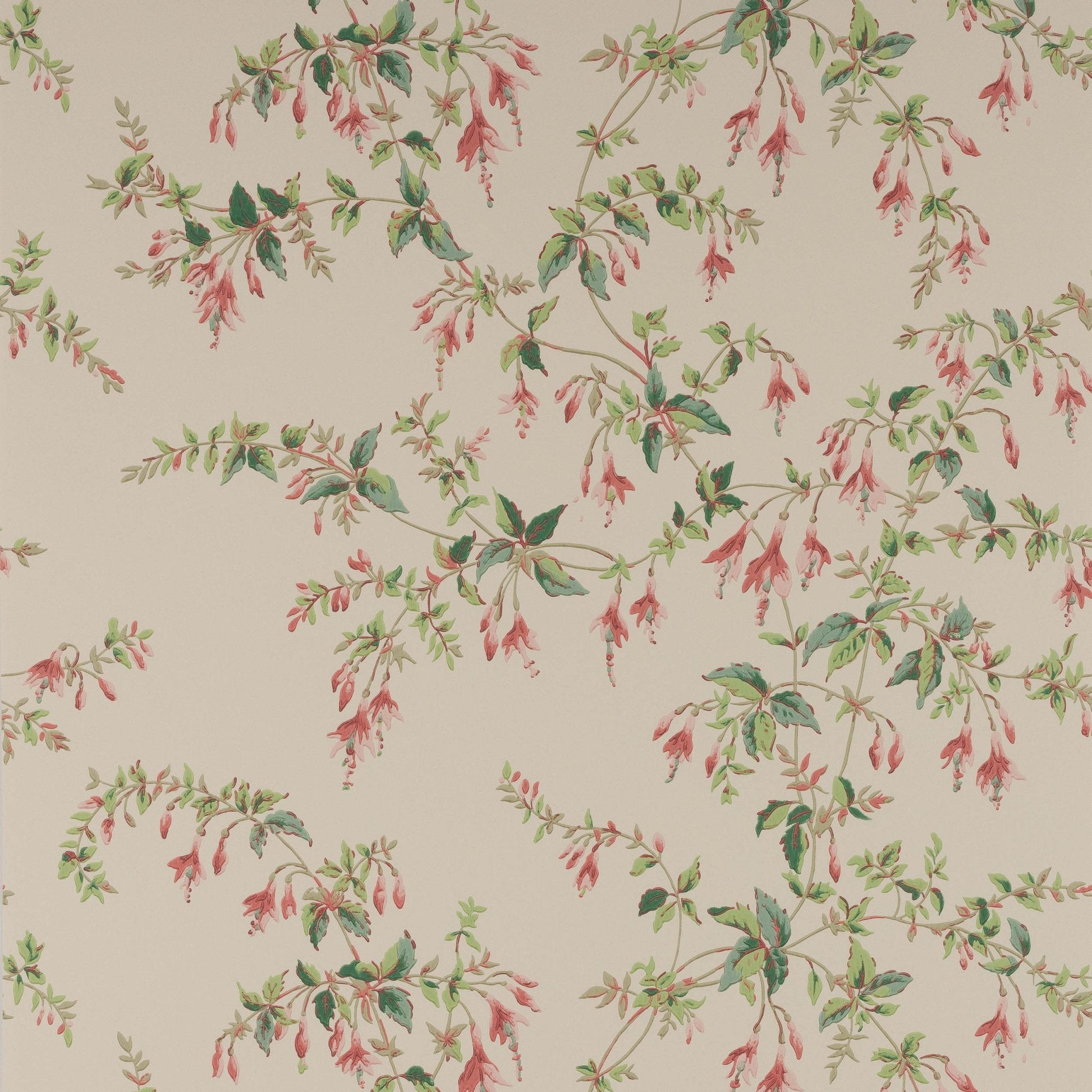 Fuchsia Wallpaper - Pink/Green - Colefax & Fowler - W7018 - 03 - Premier Wallcovering