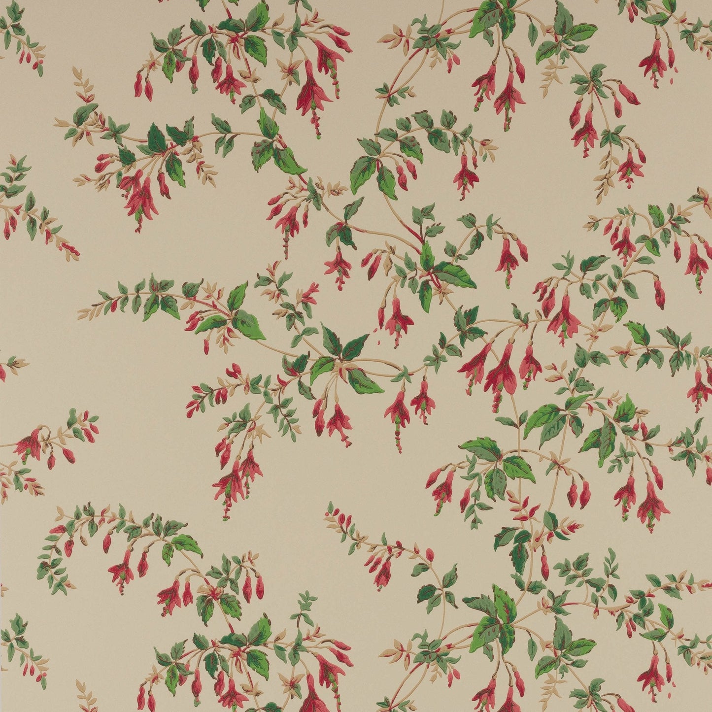 Fuchsia Wallpaper - Red/Forest - Colefax & Fowler - W7018 - 04 - Premier Wallcovering
