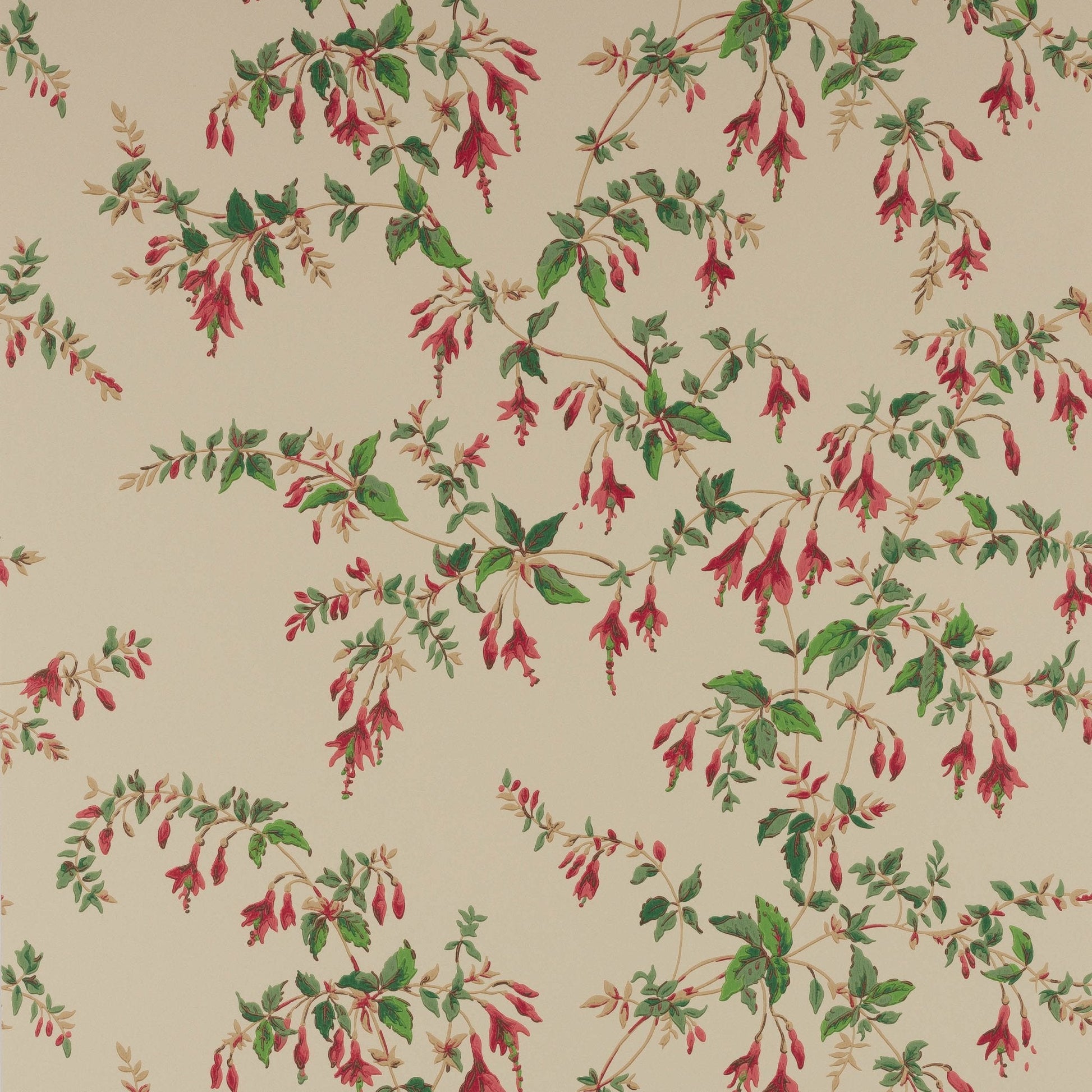 Fuchsia Wallpaper - Red/Forest - Colefax & Fowler - W7018 - 04 - Premier Wallcovering