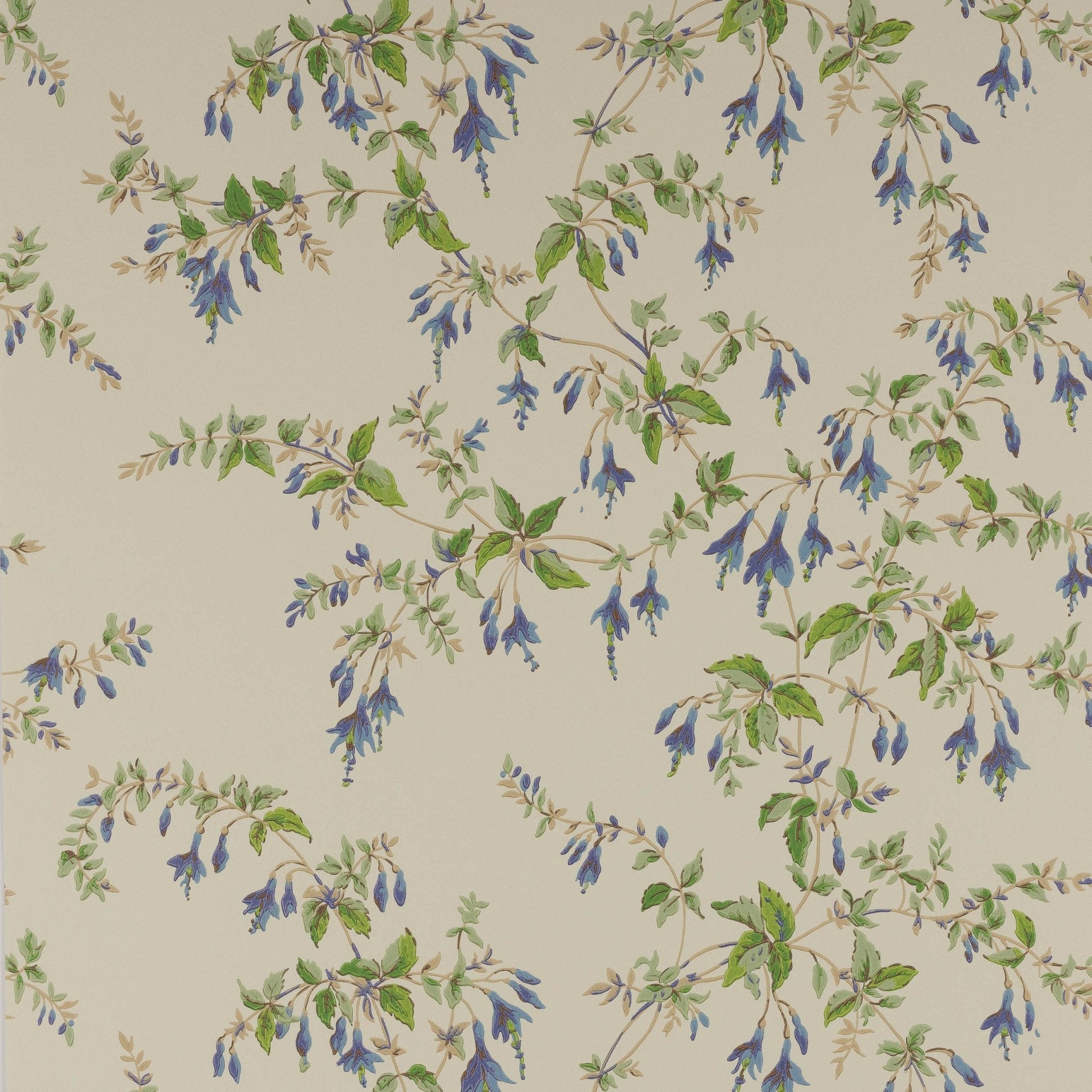 Fuchsia Wallpaper - Blue/Leaf - Colefax & Fowler - W7018 - 01 - Premier Wallcovering