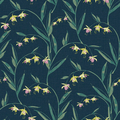 Fulwell Fuchsia Wallpaper - Midnight Seaspray - Laura Ashley - 127402 - Premier Wallcovering