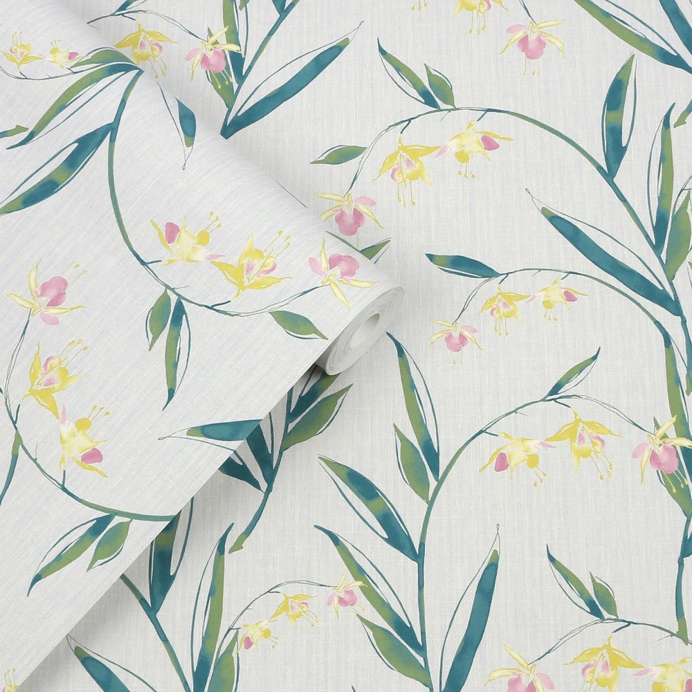 Fulwell Fuchsia Wallpaper - Pale Slate Grey - Laura Ashley - 127403 - Premier Wallcovering