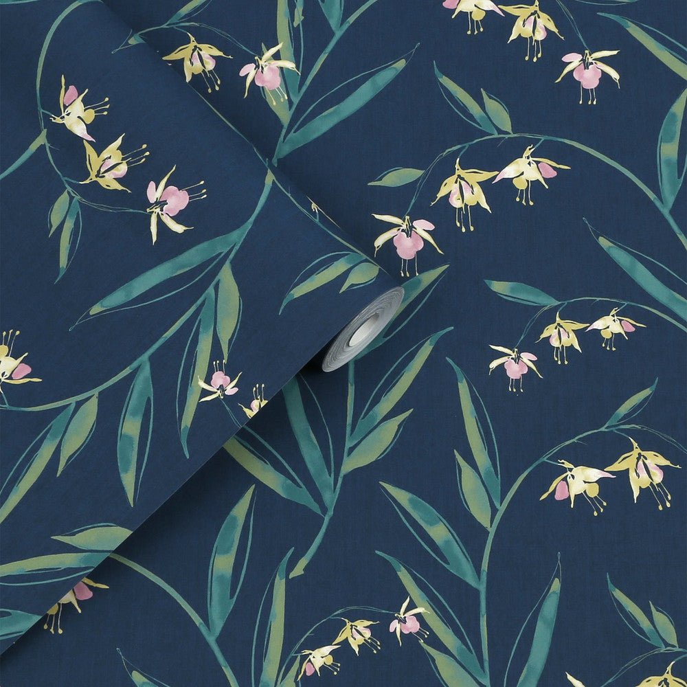 Fulwell Fuchsia Wallpaper - Midnight Seaspray - Laura Ashley - 127402 - Premier Wallcovering
