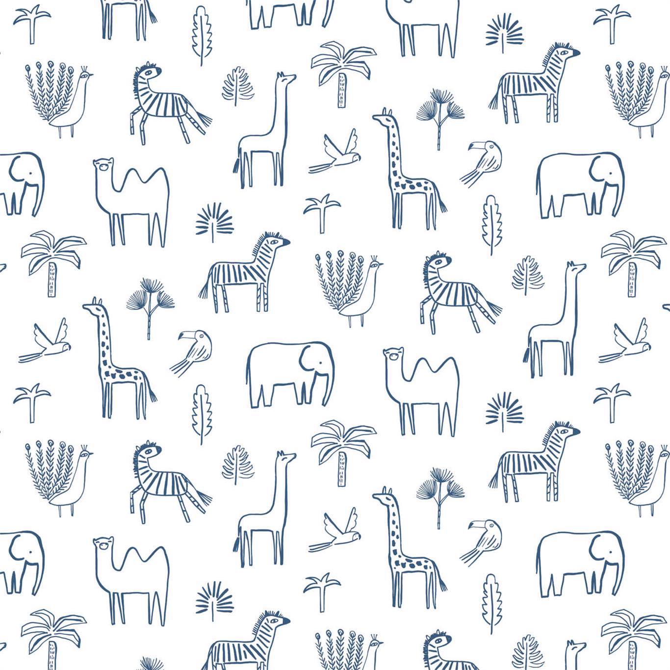 Funky Jungle Wallpaper - Navy - Harlequin - HLTF112630