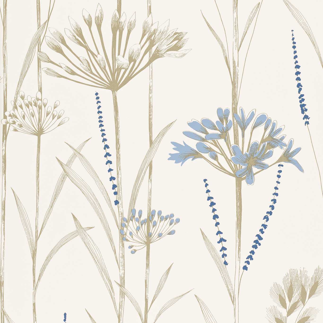Gardinum Wallpaper - Chalk/Wedgwood/Gold - Harlequin - HPOW110557