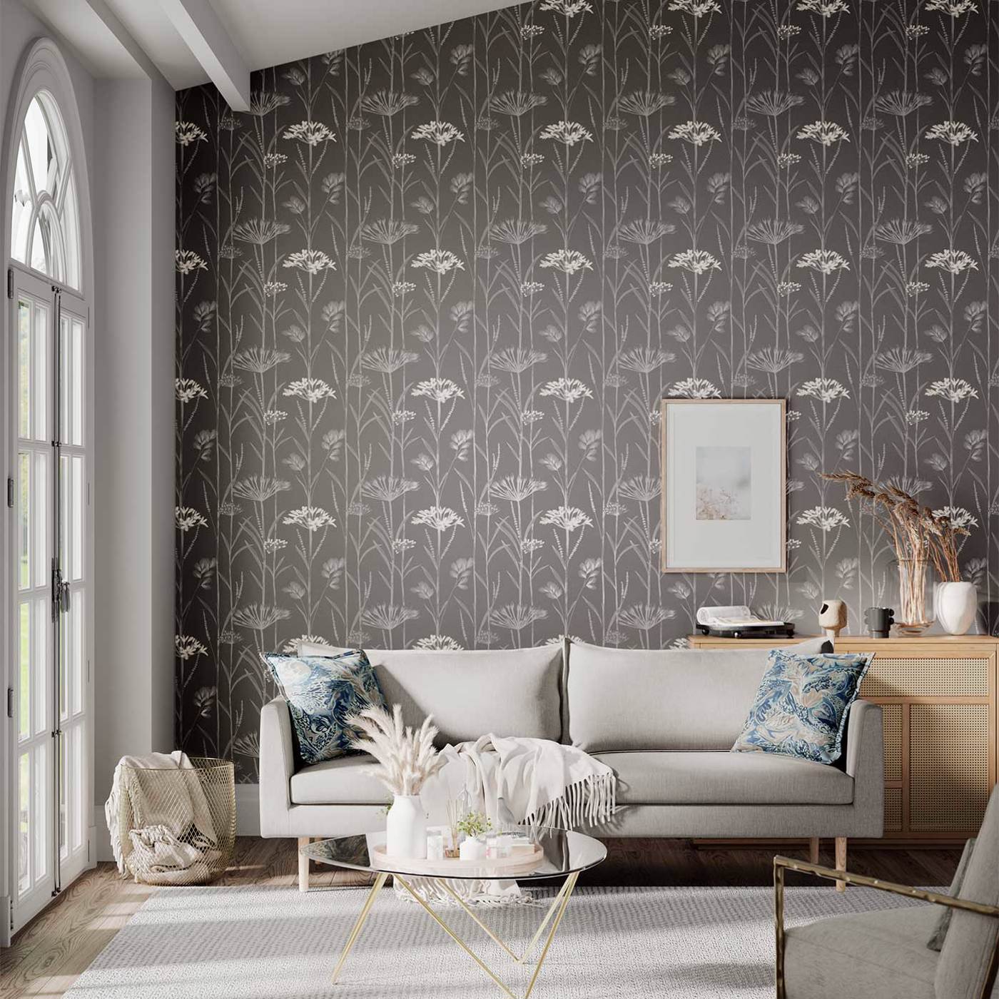 Gardinum Wallpaper - Charcoal Flint & Gilver - Harlequin - HPOW110556