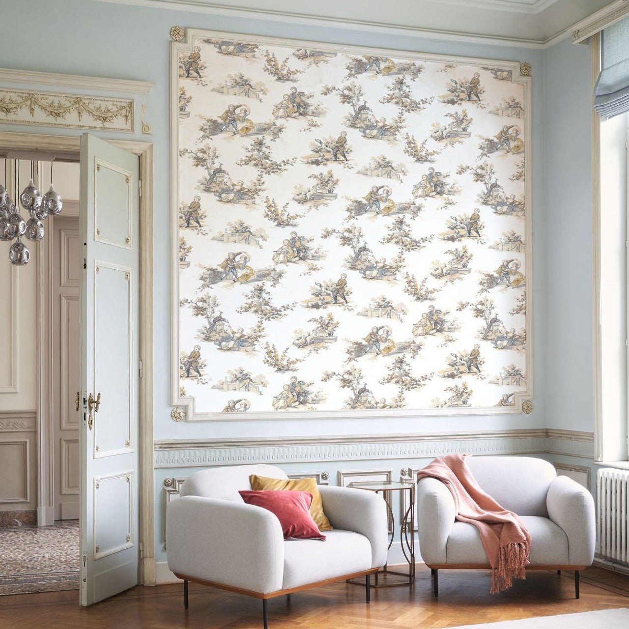 Gavotte Les Belles Toiles De Jouy Wallpaper - Beige Lin - Casadeco - 201731919 - Premier Wallcovering