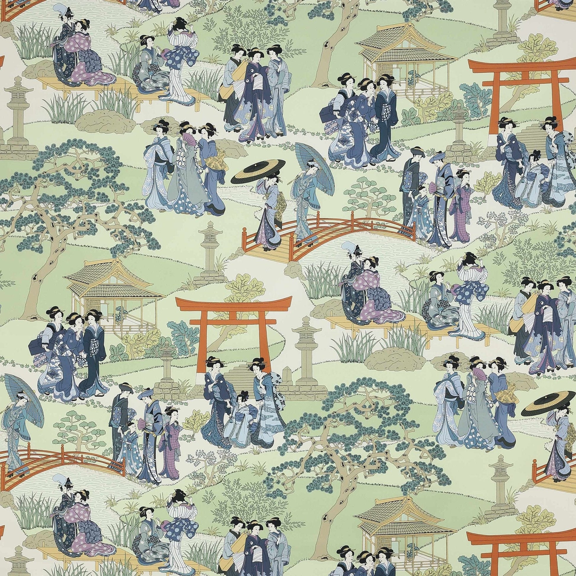 Geishas Fabric - Indigo - Manuel Canovas - M4049-01 - Premier Wallcovering