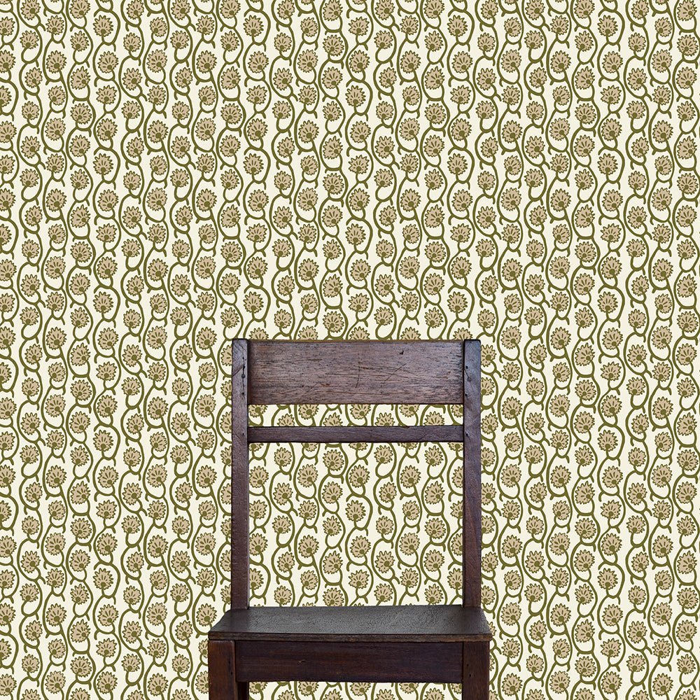 Geranium Stripe Wallpaper - Trixie - Cromwell Stone - Ruscombe White - Josephine Munsey - GER-032-027-040 - Premier Wallcovering