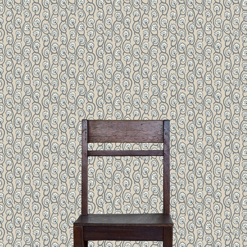 Geranium Stripe Wallpaper - Bude Blue - Clarke White - Edge Sand - Josephine Munsey - GER-024-017-014 - Premier Wallcovering