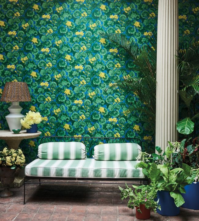 Geranium Wallpaper - White & Sage on Seafoam - 117/11035 - Cole & Son