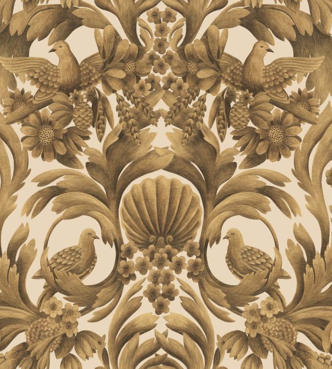 Gibbons Carving Wallpaper - Metallic Gold on Sand - 118/9019 - Cole & Son - Premier Wallcovering