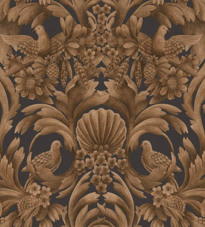 Gibbons Carving Wallpaper - Metallic Bronze on Charcoal - 118/9018 - Cole & Son - Premier Wallcovering