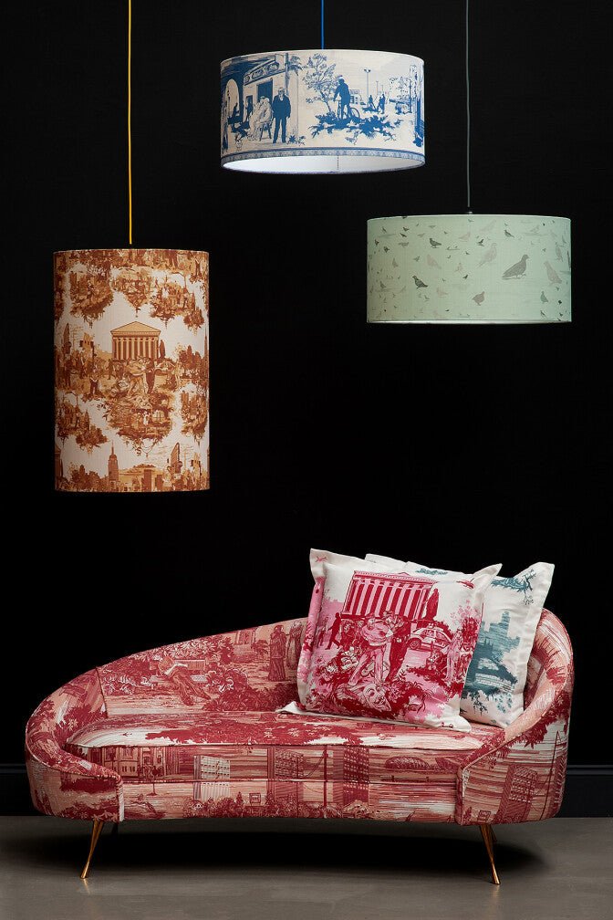 Glasgow Toile Fabric - Red - Timorous Beasties - GTOIL/LU/01/RD - Premier Wallcovering