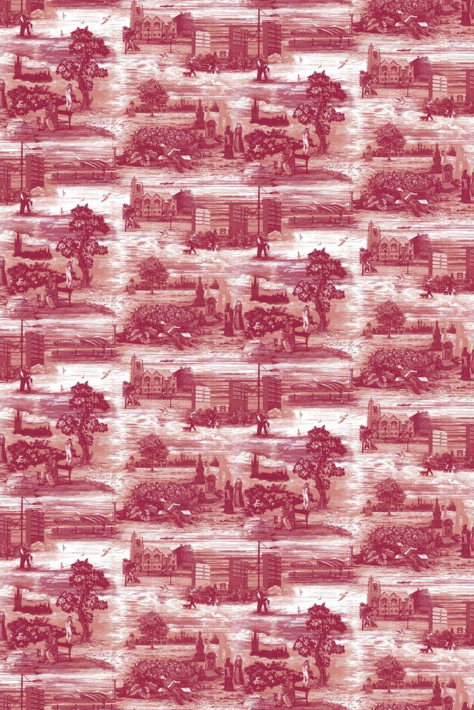Glasgow Toile Wallpaper - Red - Timorous Beasties - TB/GTOIL/MICA/01 - Premier Wallcovering