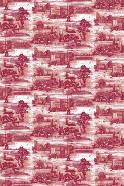 Glasgow Toile Wallpaper - Red - Timorous Beasties - TB/GTOIL/MICA/01 - Premier Wallcovering