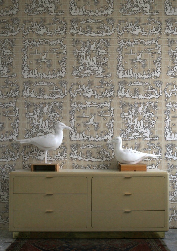 Glorious Twelfth Wallpaper - Beige - Timorous Beasties - TB/GLTW/MICA/01 - Premier Wallcovering