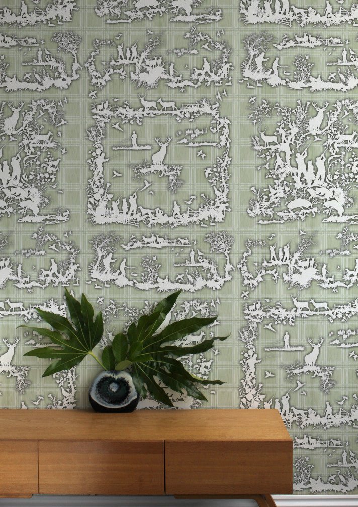 Glorious Twelfth Wallpaper - Sage - Timorous Beasties - TB/GLTW/MICA/04 - Premier Wallcovering