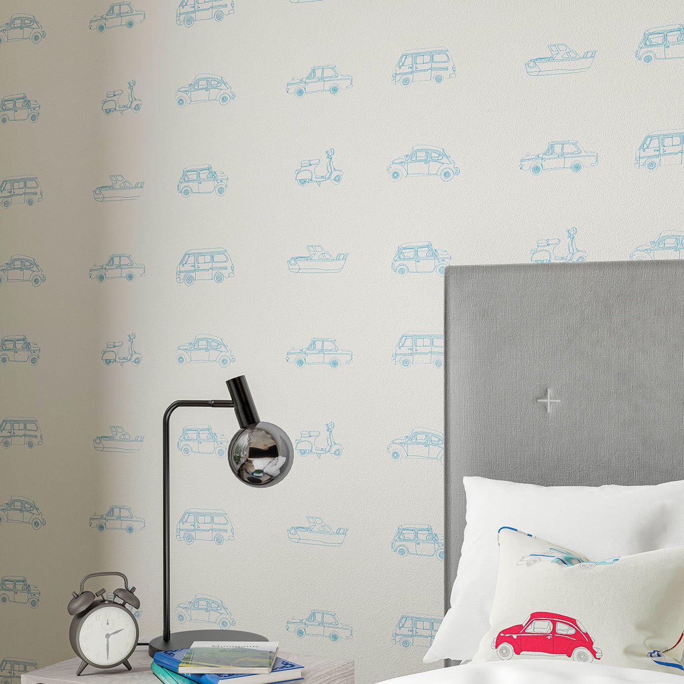 Go Go Retro Wallpaper - Aqua & White - HLTF112652 - Harlequin - Premier Wallcovering