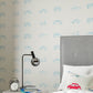 Go Go Retro Wallpaper - Aqua & White - HLTF112652 - Harlequin 