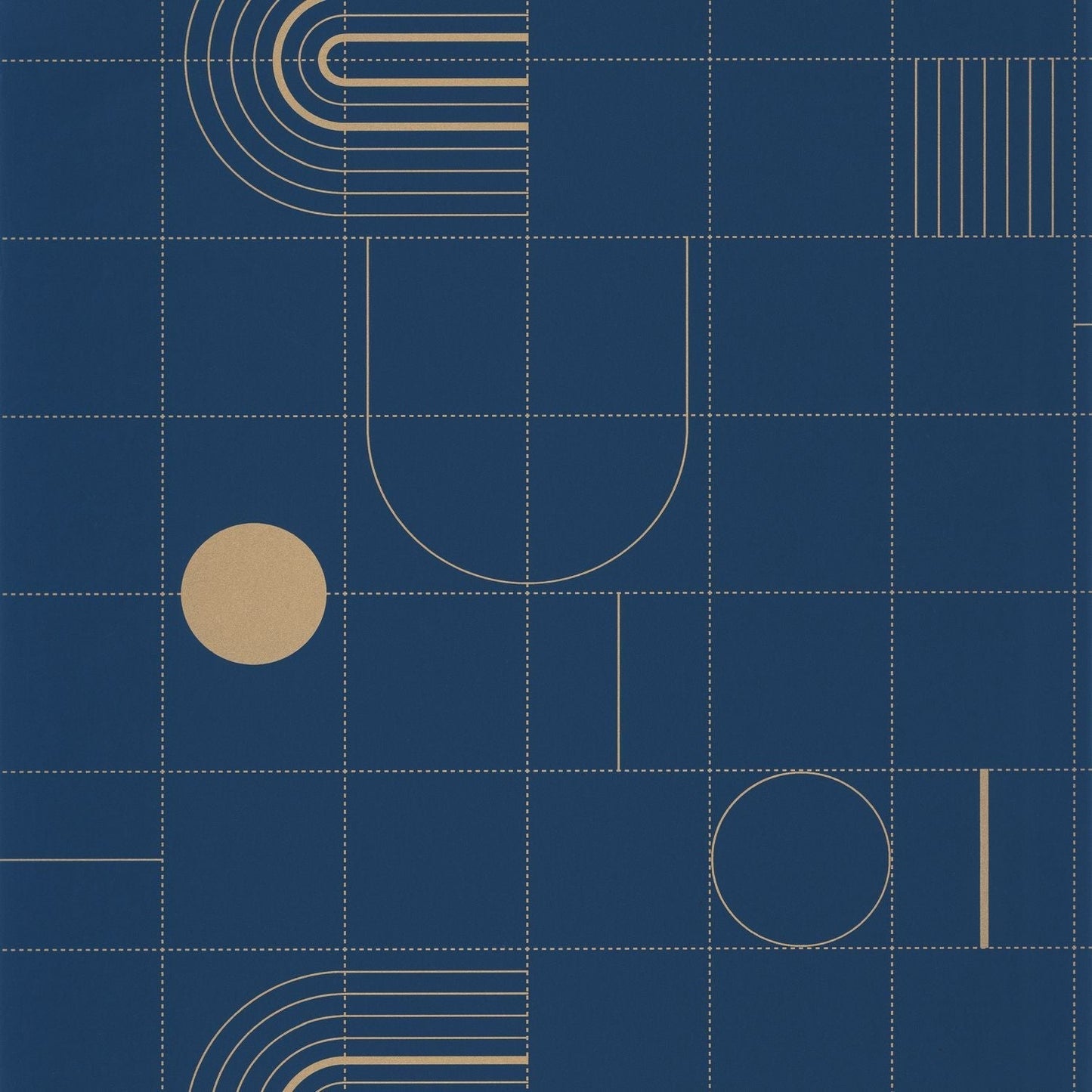 Golden Curves Wallpaper - Midnight Blue - Caselio - 102706221