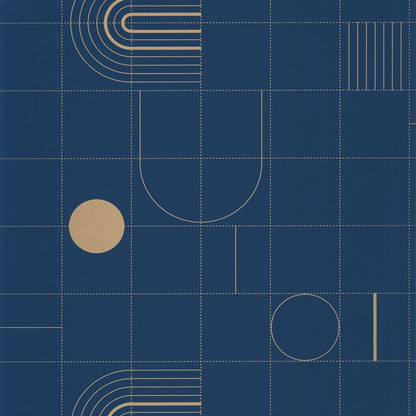 Golden Curves Wallpaper - Midnight Blue - Caselio - 102706221