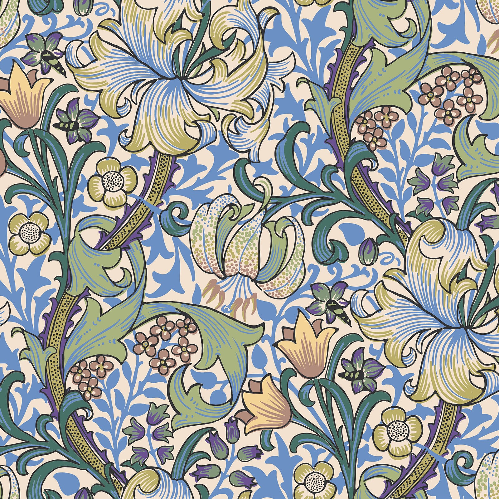 Golden Lily Wallpaper - House of Hackney - 1 - WA - GOL - DI - SKY - XXX - Premier Wallcovering