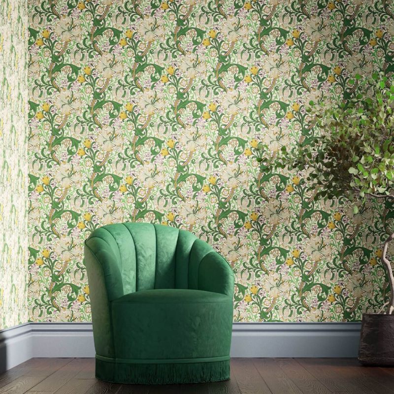 Golden Lily Wallpaper - Mineral - DMI1G3103 - Morris & Co - Premier Wallcovering